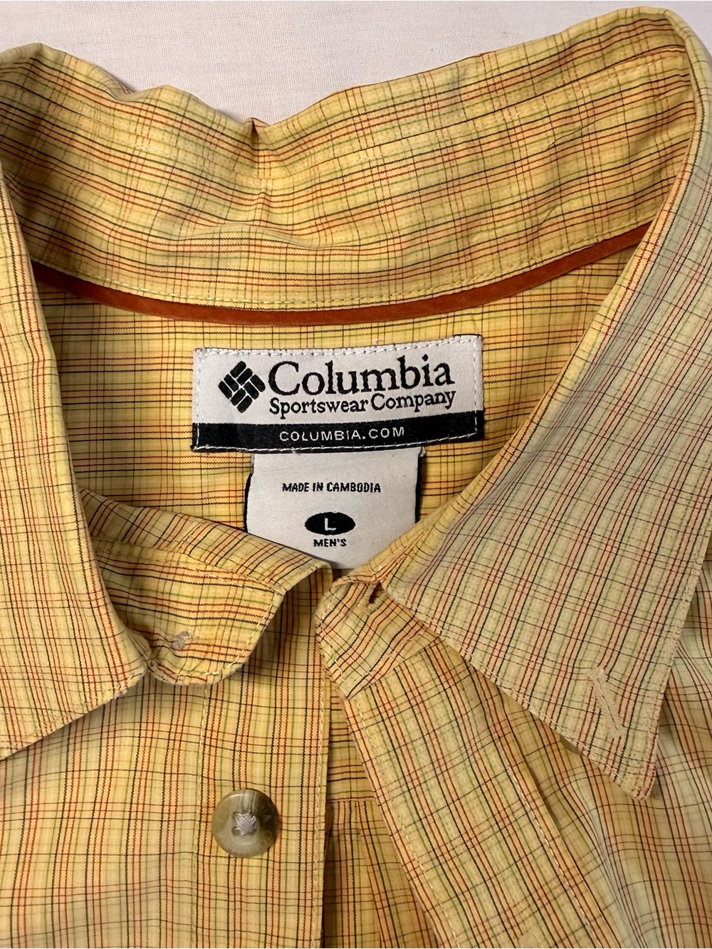 Columbia Men's Yellow Plaid Button-Down Shirt